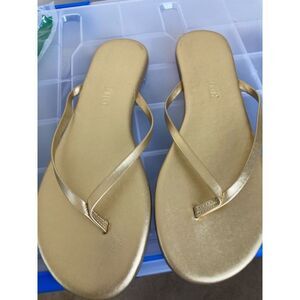 TKEES Leather Thong Sandal Size 10 Blink (Gold)